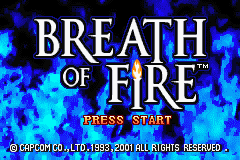 Breath of Fire title screen for GameBoy Advance